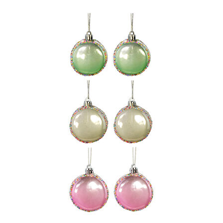 Yılbaşı Süsü 6'lı Macaron Renkli 6 cm