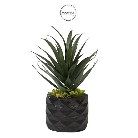 Yapay Sivri İnce Sukulent Koyu Yeşil 15 cm Saksılı