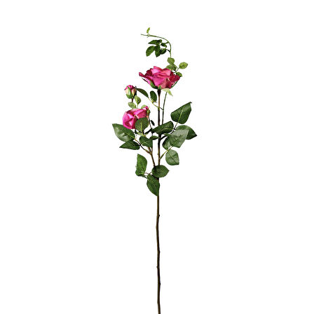 Yapay 3'lü Açmış Gül Dalı Fuşya 64 cm