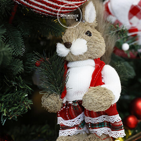 Yılbaşı Süsü Etekli Kız Sincap Kırmızı 30 cm