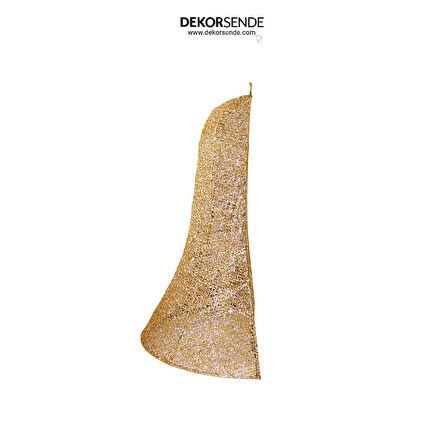 Yılbaşı Süsü Simli Tek Yön Tel Yarım Çan Şampanya 30 cm