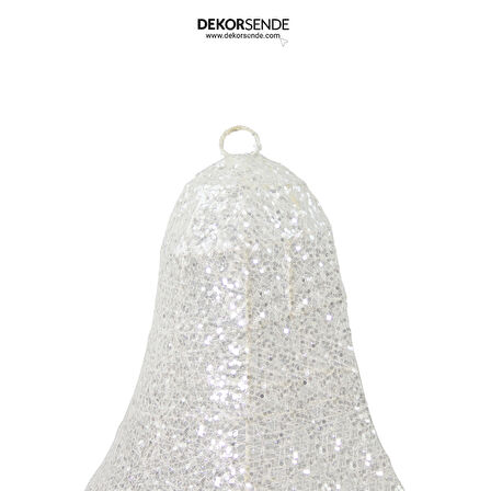 Yılbaşı Süsü 3 Boyutlu Simli Tel Çan Beyaz 30 cm