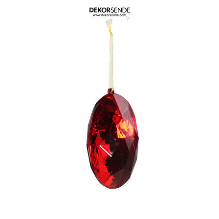 Yılbaşı Süsü Oval Taş Süs Kırmızı 14 cm