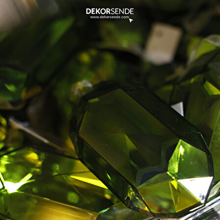 Yılbaşı Süsü Çokgen Taş Süs Yeşil 14 cm