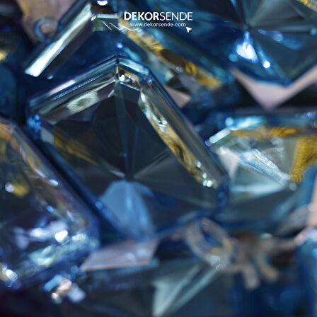 Yılbaşı Süsü Dikdörtgen Taş Süs Mavi 10 cm