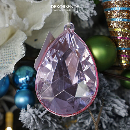 Yılbaşı Süsü Damla Taş Süs Pembe 13 cm
