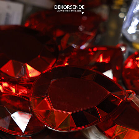 Yılbaşı Süsü Damla Taş Süs Kırmızı 13 cm