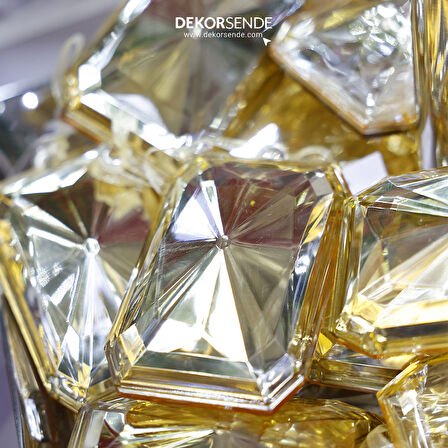 Yılbaşı Süsü Dikdörtgen Taş Süs Altın 10 cm