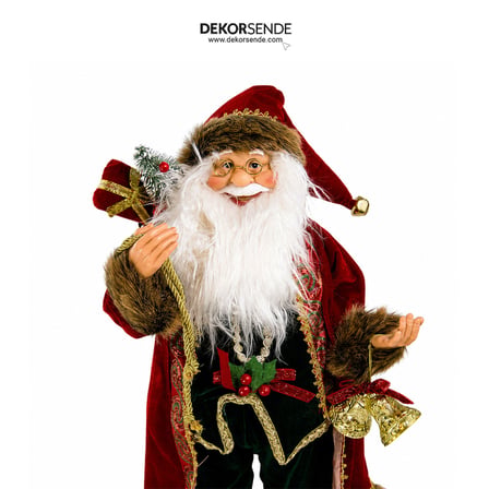 Yılbaşı Noel Baba Kırmızı Yeşil Kürklü 60 cm