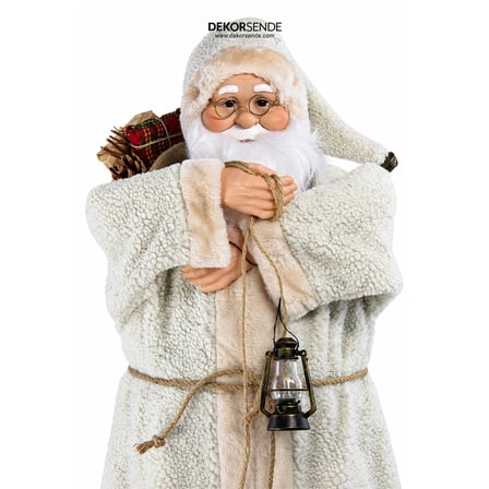 Yılbaşı Noel Baba Kürklü Bej 90 cm