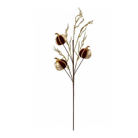 Yılbaşı Süsü Dal Kabak 3'lü Top Altın Süslü Bordo 75 cm