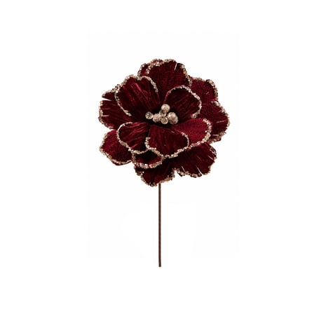 Yılbaşı Ponsetya Pike Manolya Taşlı Bordo 40 cm