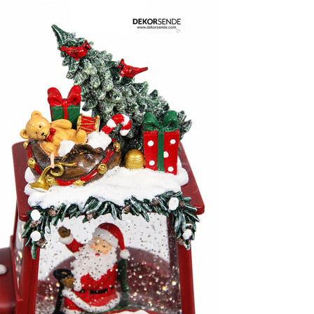 Yılbaşı Kar Küresi Traktörlü Noel Baba Model 22x25 cm