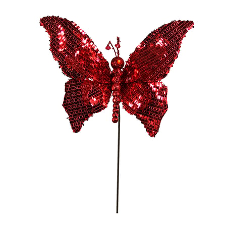 Yılbaşı Süsü Kelebek Figürü Parlak Kırmızı 60 cm