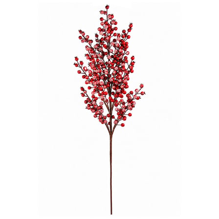 Yılbaşı Süsü Dal Narlı ve Karlı / Simli Kırmızı 102 cm