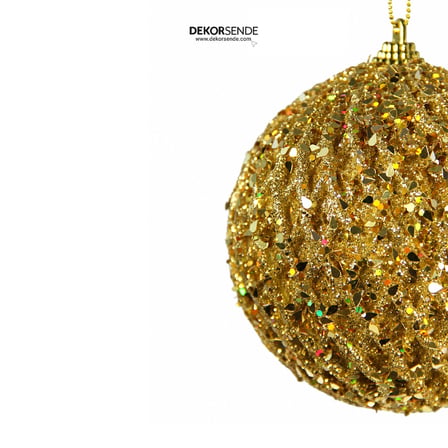 Yılbaşı Ağaç Topu Pullu Kabartmalı 2'li Gold 10 cm