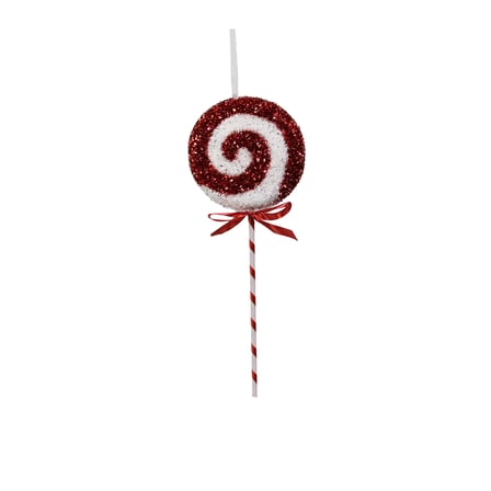 Yılbaşı Süsü Şeker Lolipop Dal Simli Dönence Kırmızı Beyaz 40 cm