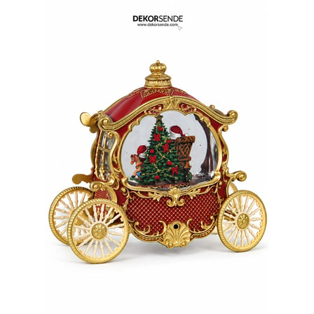 Yılbaşı Kar Küresi At Arabalı Noel Baba Model 20 cm