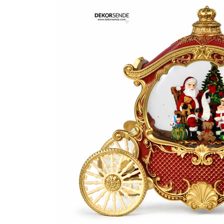 Yılbaşı Kar Küresi At Arabalı Noel Baba Model 20 cm