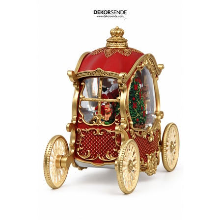 Yılbaşı Kar Küresi At Arabalı Noel Baba Model 20 cm