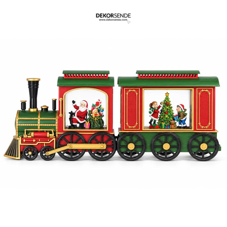 Yılbaşı Kar Küresi Trende Noel Baba Model 47x20 cm