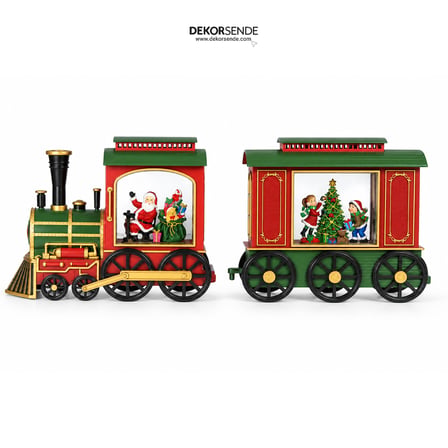 Yılbaşı Kar Küresi Trende Noel Baba Model 47x20 cm