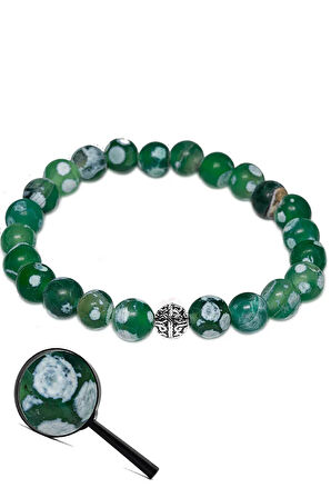 Sertifikalı Aaa Kalite Yeşil Tibet Akik Taşı Bileklik (gümüş Aparatlı)