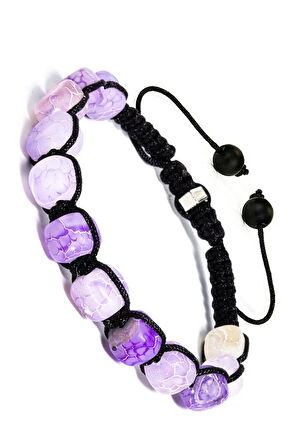 Sertifikalı Yüksek Kalite Doğal Mor Akik Taşı Bileklik