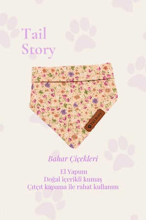 Kedi-Köpek Fuları, Hafif Ve Pamuklu Kumaş, El Yapımı, Çiçek Desenli Kedi/Köpek Fuları