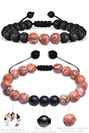 Sertifikalı Kahverengi Jasper Taşı Makrome Doğal Taş Bileklik