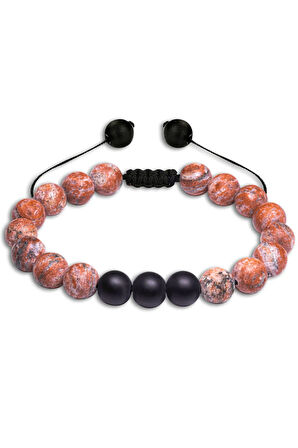 Sertifikalı Kahverengi Jasper Taşı Makrome Doğal Taş Bileklik