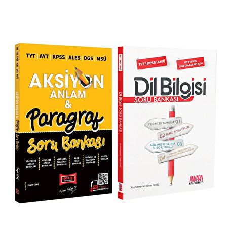 Yargı TYT AYT KPSS ALES Aksiyon Paragraf ve AKM Dil Bilgisi Soru Bankası Seti 2 Kitap