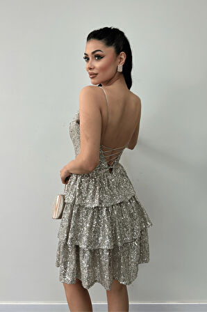 Pul Payet Kat Kat Mini Elbise - GOLD