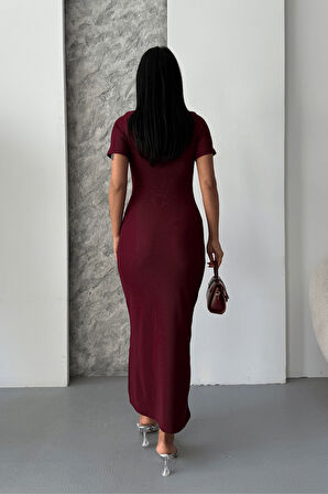 Ottoman Kumaş Kalem Elbise - BORDO