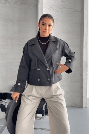 Kaşe Kumaş Bomber Mont - ANTRASİT-GYM-2095