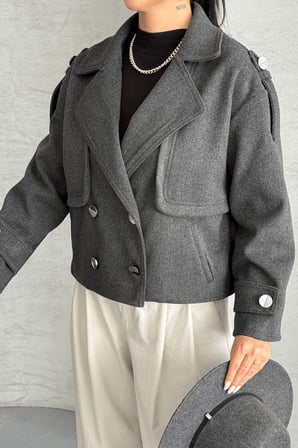 Kaşe Kumaş Bomber Mont - ANTRASİT-GYM-2095