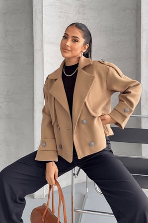 Kaşe Kumaş Bomber Mont - AÇIK KAHVE-GYM-2095