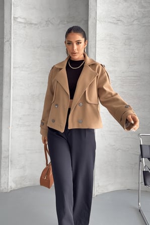 Kaşe Kumaş Bomber Mont - AÇIK KAHVE-GYM-2095