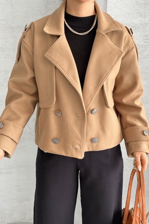Kaşe Kumaş Bomber Mont - AÇIK KAHVE-GYM-2095