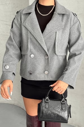 Kaşe Kumaş Bomber Mont - GRİ-GYM-2095