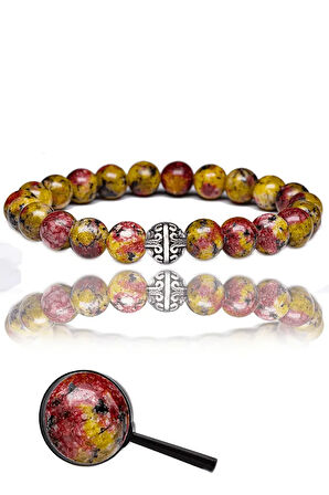 Sertifikalı Hardal Kırmızı Kuvars Taşı Bileklik - Gümüş Aparatlı