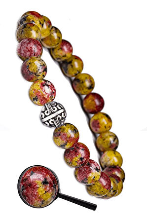 Sertifikalı Hardal Kırmızı Kuvars Taşı Bileklik - Gümüş Aparatlı