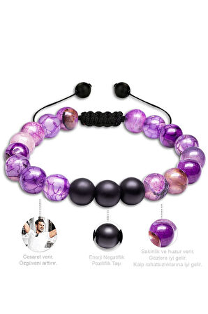 Sertifikalı Yüksek Kalite Ametist Taşı Doğal Taş Bileklik Seti