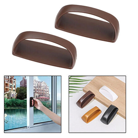 Microcase Plastik Yapışkanlı Sürgülü Pencere Çekmece Kapı Kolu Tutacağı - Koyu Kahverengi AL4834 2 Adet