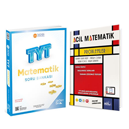 Üç Dört Beş TYT Matematik ve Acil Yayınları Problemler Soru Bankası 2 Kitap Set