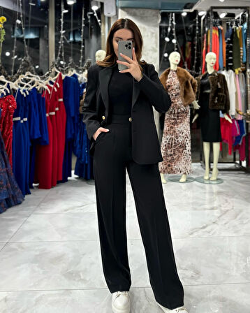 Olya Bol Paça Pantalon-Siyah