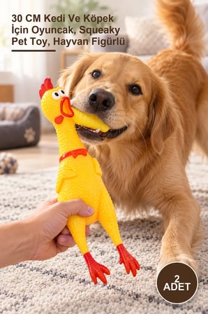 2 Adet Ses Çıkaran Tavuk Oyuncağı – 30 CM Kedi Ve Köpek İçin Oyuncak, Squeaky Pet Toy, Hayvan Figürlü