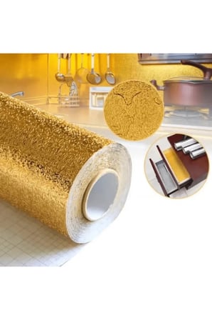 10 Adet Yapışkanlı Gold Mutfak Tezgah Folyosu – Kendinden Yapışkanlı Pvc Kaplama, İsıya Dayanıklı Ve Anti-Bakteriyel, Mutfak Duvar Ve Mobilya Koruyucu, Self-Adhesive