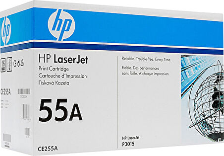 Hp CE255A (55A) Mavi Beyaz Kutu Ve Kutu Hasarlı Siyah Orjinal Toner