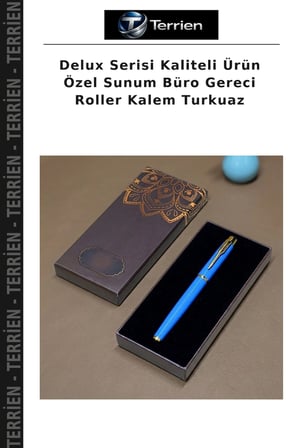 Delux Serisi Kaliteli Ürün Özel Sunum Büro Gereci Roller Kalem Turkuaz